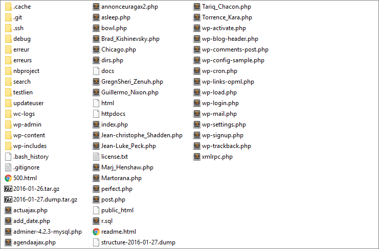 Directory listing du .git